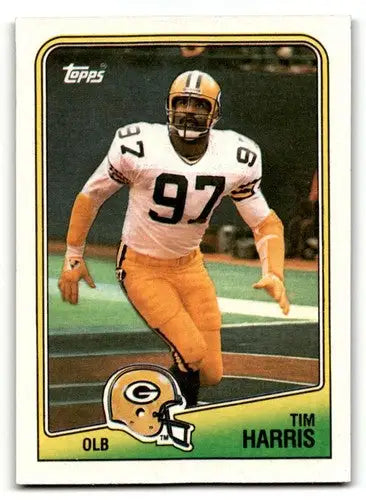 Original gloss Tim Harris Green Bay football card from 1988 Topps #323 showing Harris Green Bay Packers