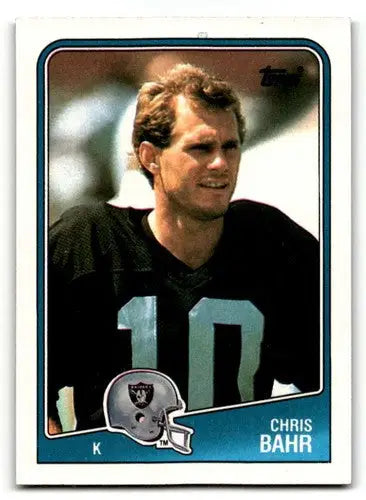 1988 Topps Chris Bahr Los Angeles Raiders football card in excellent condition