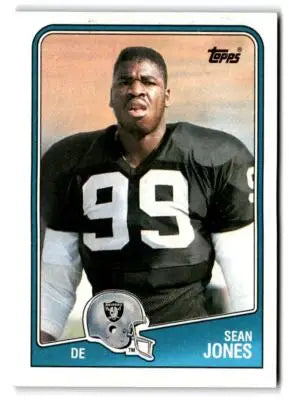 1988 Topps Sean Jones football card featuring Sean Jones of the Los Angeles Raiders