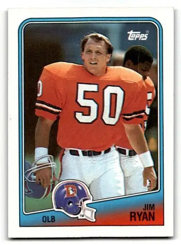 Jim Ryan Denver football card from the 1988 Topps Denver Broncos football collection