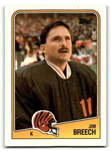 Original gloss Jim Breech Cincinnati Bengals football card from 1988 Topps series