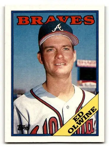 Ed Olwine Braves Baseball card from 1988 Topps with original gloss featuring Atlanta Braves