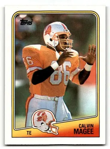 Original gloss Calvin Magee Tampa football card from 1988 Topps Tampa Bay Buccaneers