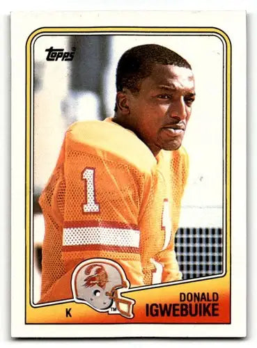 Original gloss Donald Igwebuike Tampa Bay Buccaneers football card from 1988 Topps