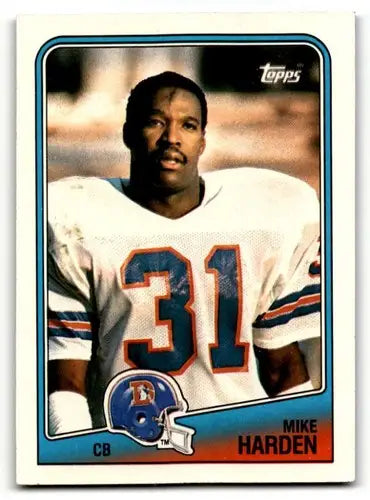 Original gloss Mike Harden Denver football card from 1988 Topps Denver Broncos collection