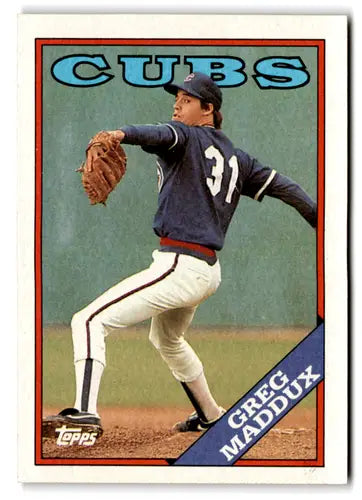 Original gloss Greg Maddux baseball card from 1988 Topps Cubs NM near mint