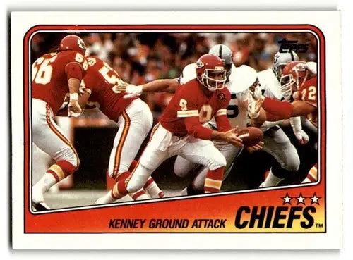 Original gloss football trading card of Kenney Ground Attack from 1988 Topps Kansas City Chiefs