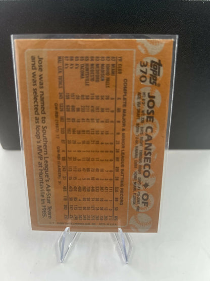 Jose Canseco baseball card in a new clean slab from 1988 Topps #370