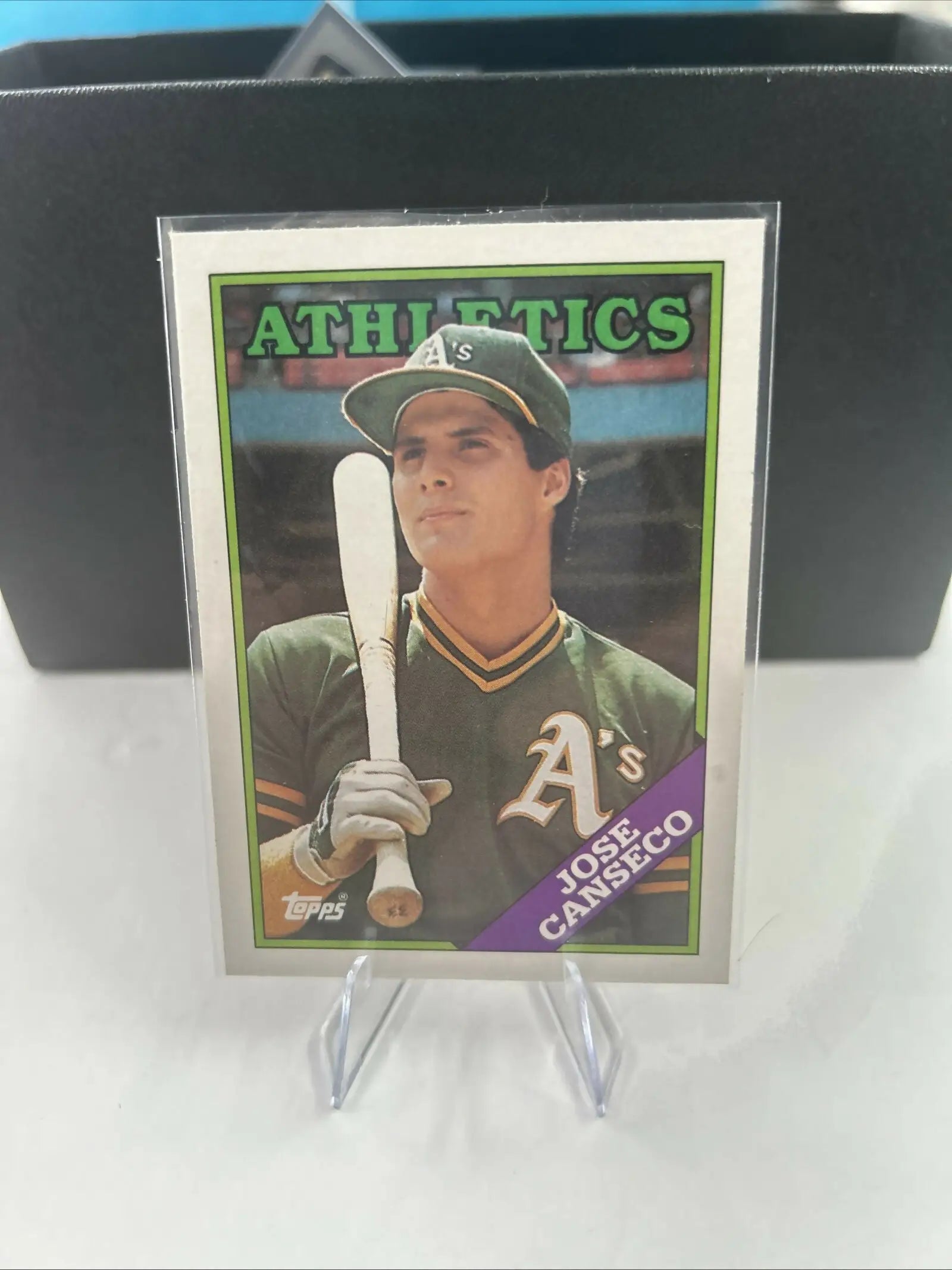 Jose Canseco baseball card in a new clean slab from 1988 Topps #370