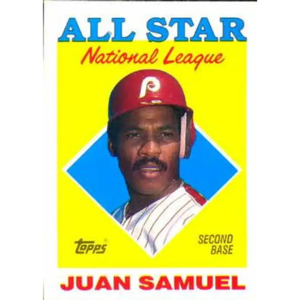 1988 Topps #398 Juan Samuel NM-MT Philadelphia Phillies Baseball Card - Baseball Card Single