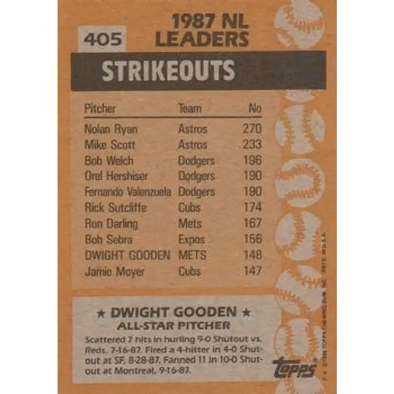 1988 Topps #405 Dwight Gooden NM-MT New York Mets Baseball Card