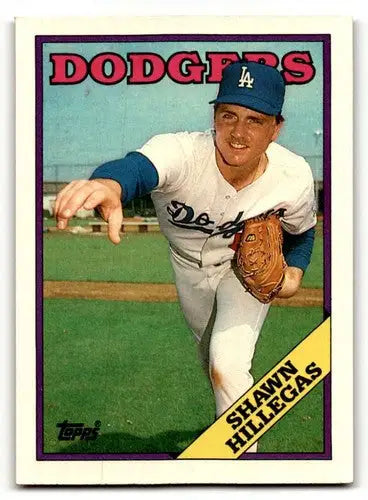 Original gloss Shawn Hillegas Los Angeles Dodgers baseball card from 1988 Topps #455