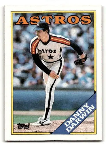 Original gloss 1988 Topps Danny Darwin Houston Astros baseball card displaying Darwin Houston Astros MLB player