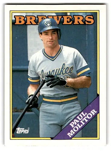 Original gloss Paul Molitor baseball card from 1988 Topps #465 Brewers near mint