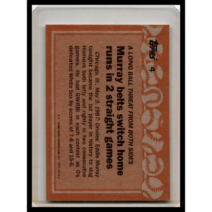 1988 Topps #4a Eddie Murray EX Baseball Card