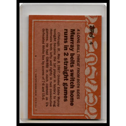 1988 Topps #4b Eddie Murray EX Baseball Card