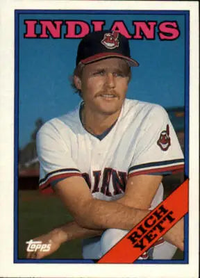 Original gloss baseball card of Rich Yett from 1988 Topps #531 Indians, a great sports card collectible