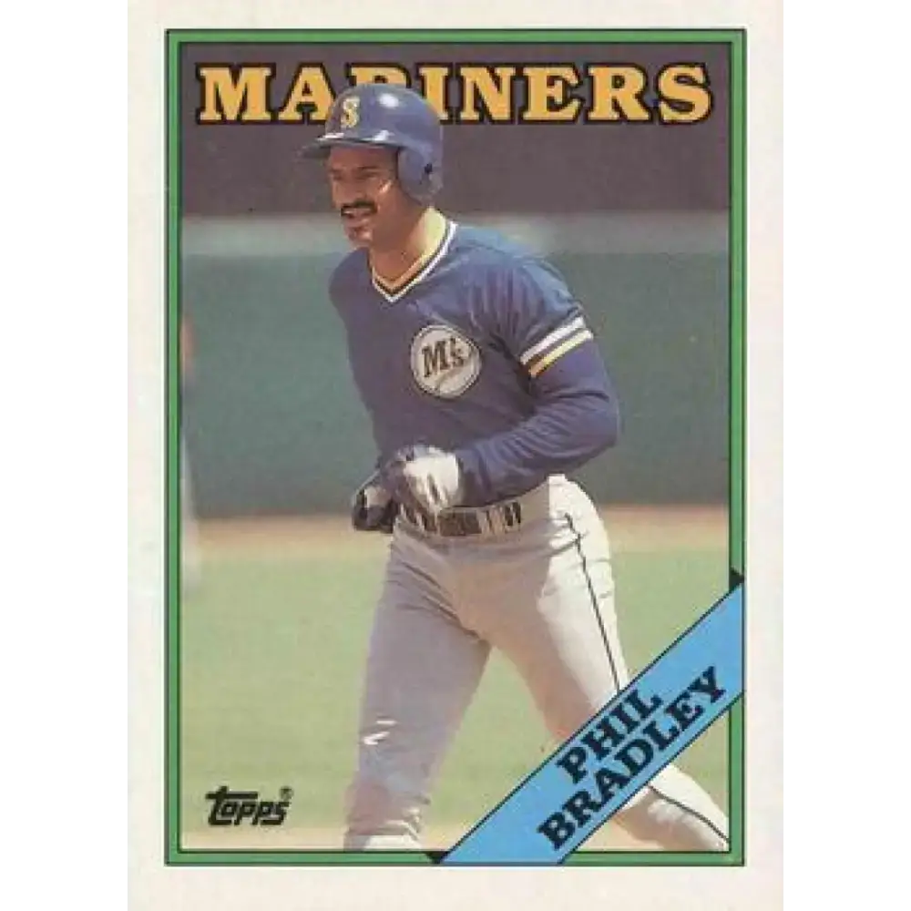 1988 Topps #55 Phil Bradley NM-MT Seattle Mariners Baseball Card - Baseball Card Single
