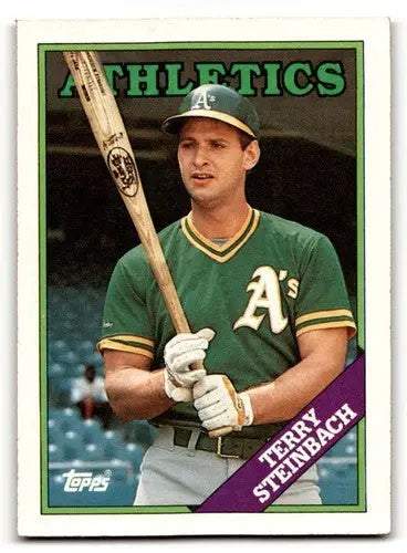 Original gloss 1988 Topps Terry Steinbach Oakland Athletics baseball card image