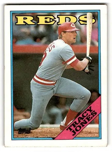 Original gloss Tracy Jones Cincinnati Reds baseball card from 1988 Topps series