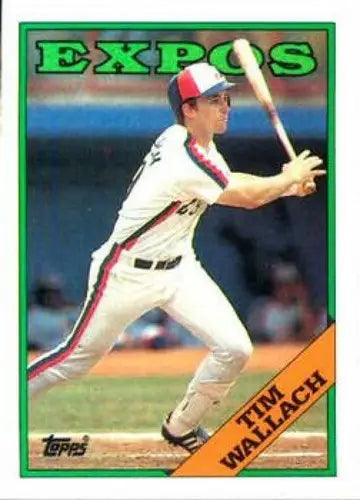 Original gloss 1988 Topps Tim Wallach baseball card featuring Expos player Tim Wallach
