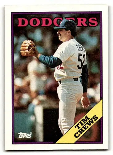 Original gloss 1988 Topps Tim Crews Los Angeles Dodgers baseball card