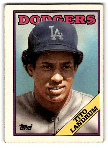 Original gloss Tito Landrum Los Angeles Dodgers baseball card from 1988 Topps #581