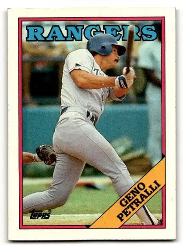 Original gloss baseball card of Geno Petralli Texas Rangers from 1988 Topps #589