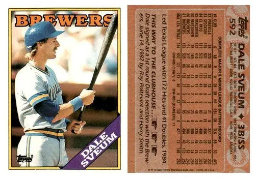 Original gloss Dale Sveum baseball card from 1988 Topps #592 featuring Simply Sandoval