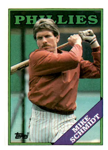 Original gloss Mike Schmidt baseball card from 1988 Topps #600 featuring Philliesplayer
