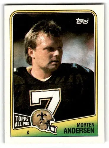 Original gloss Morten Andersen Saints football card from 1988 Topps series