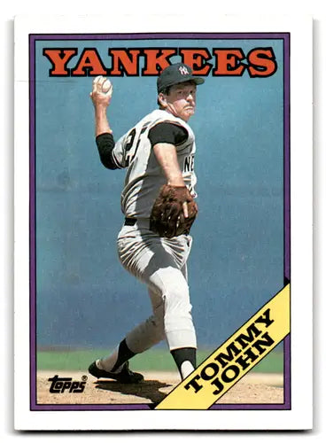 Tommy John 1988 Topps baseball card with original gloss NM-MT Yankees ID 72178