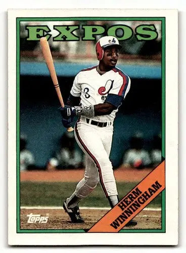 Original gloss 1988 Topps Herm Winningham Montreal Expos baseball card image