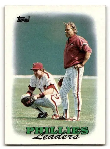 1988 Topps #669 Phillies Leaders TL Philadelphia Phillies Baseball C ID:59119 - Baseball Card Single
