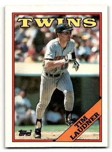 Original gloss Tim Laudner baseball card featuring Tim Laudner Minnesota Twins team symbol