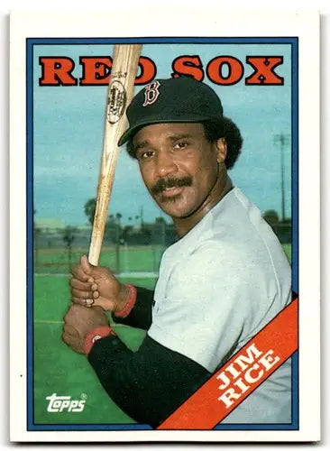 Original gloss Jim Rice baseball card from 1988 Topps #675 featuring Simply Sandoval