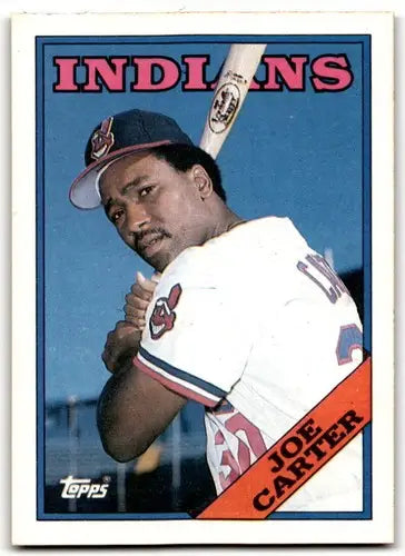 Joe Carter baseball card with original gloss from 1988 Topps #75 Indians