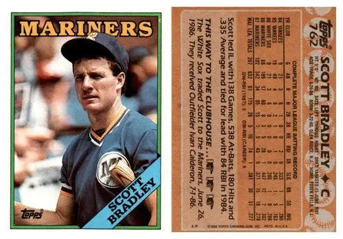 Original gloss Scott Bradley baseball card from 1988 Topps #762 featuring Simply Sandoval