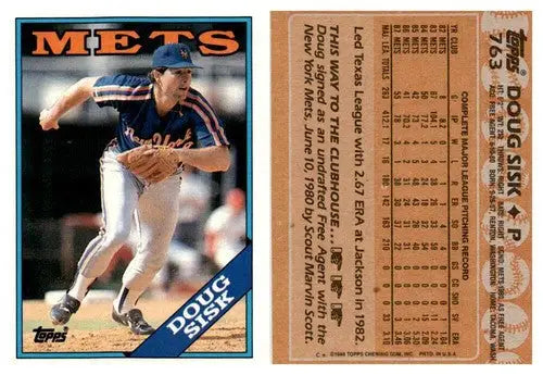 Original gloss Doug Sisk baseball card from 1988 Topps #763 featuring Simply Sandoval