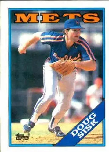 1988 Topps #763 Doug Sisk baseball card with original gloss featuring Mets player