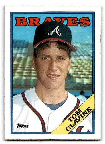 Original gloss 1988 Topps Tom Glavine rookie Braves baseball card in near mint condition