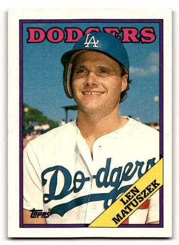 Original gloss Len Matuszek Los Angeles Dodgers baseball card 1988 Topps #92