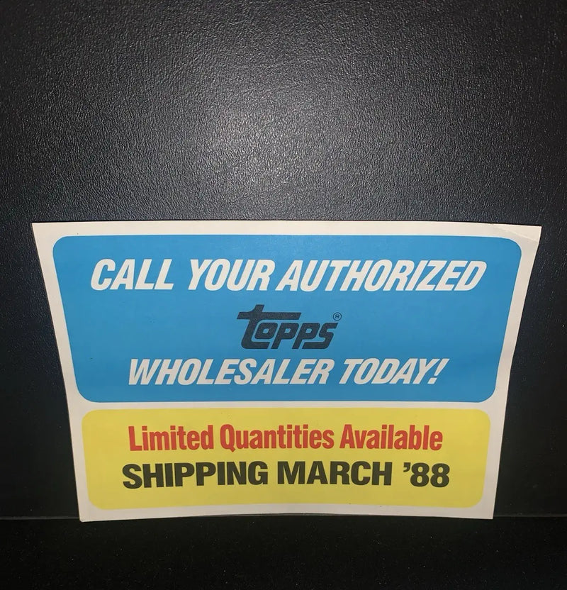 1988 TOPPS BASEBALL Call Your Authorized Wholesaler DEALER ADVERTISING Insert - Baseball Card Single