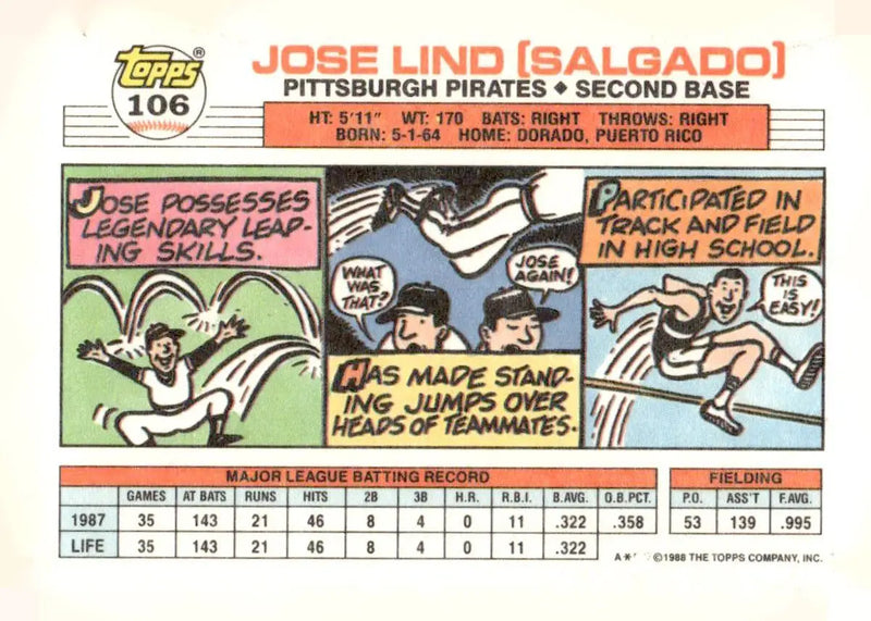 1988 Topps Big #106b Jose Lind - Baseball Card Single