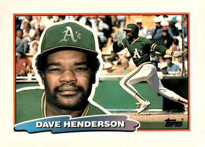 Vintage Dave Henderson baseball card from 1988 Topps Big series featuring Oakland Athletics