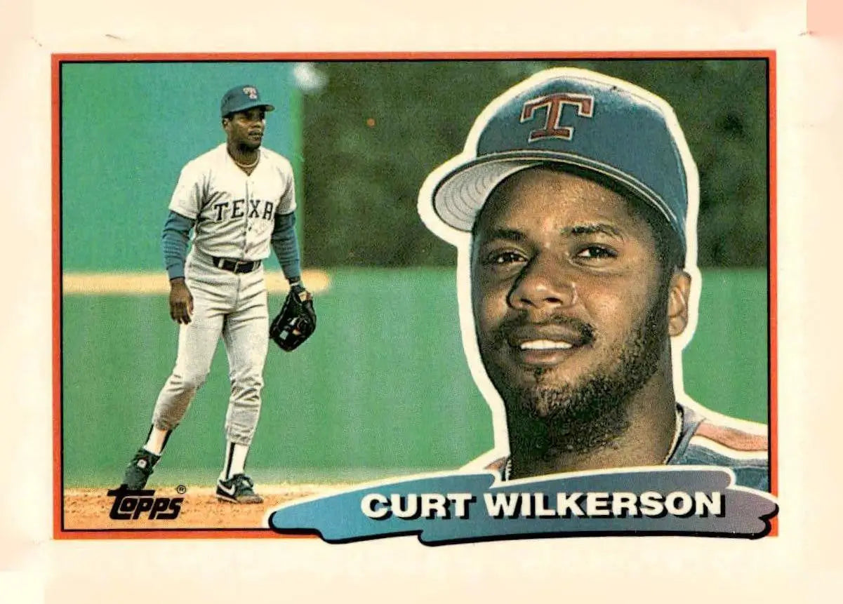Vintage 1988 Topps Big Curt Wilkerson baseball card featuring Texas Rangers player