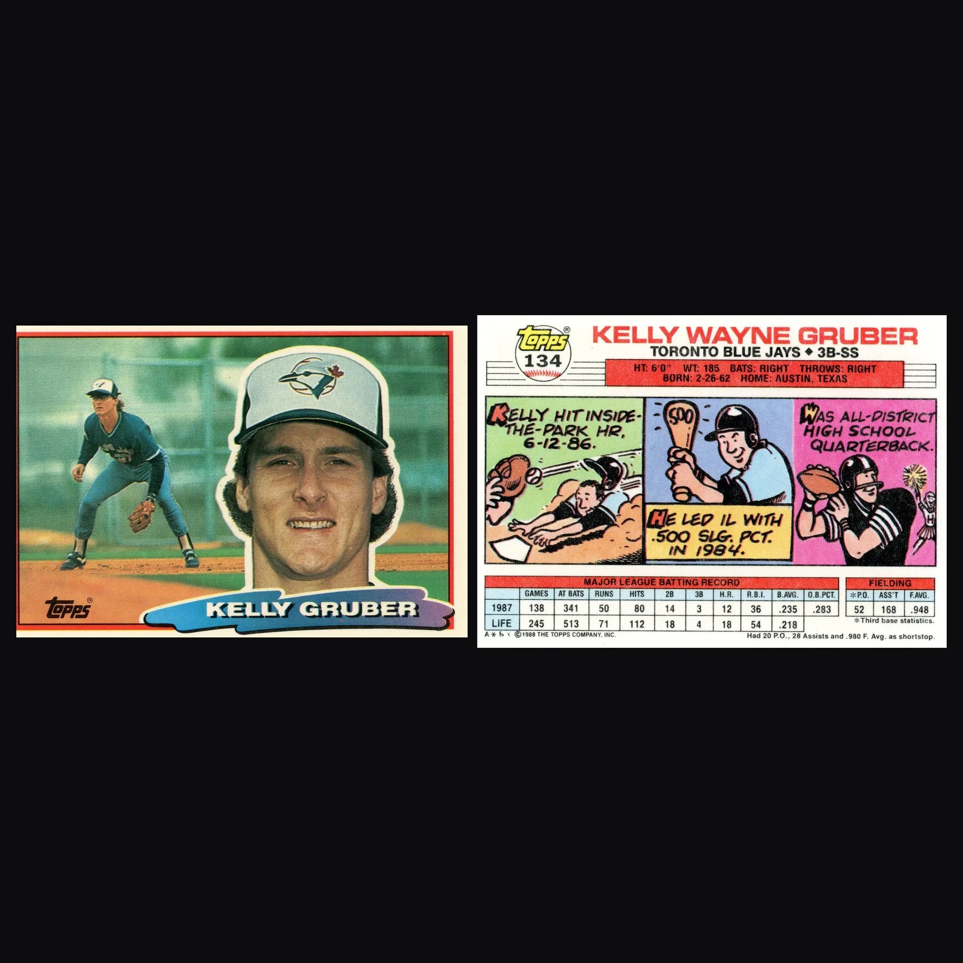 1988 Topps Big #134 Kelly Gruber Toronto Blue Jays