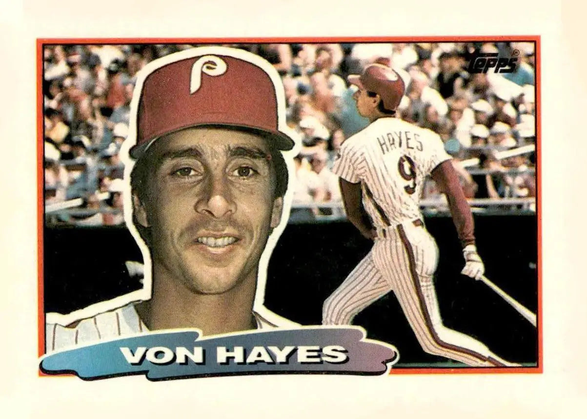 1988 Topps Big 139b Von Hayes baseball card featuring Von Hayes of the Philadelphia Phillies