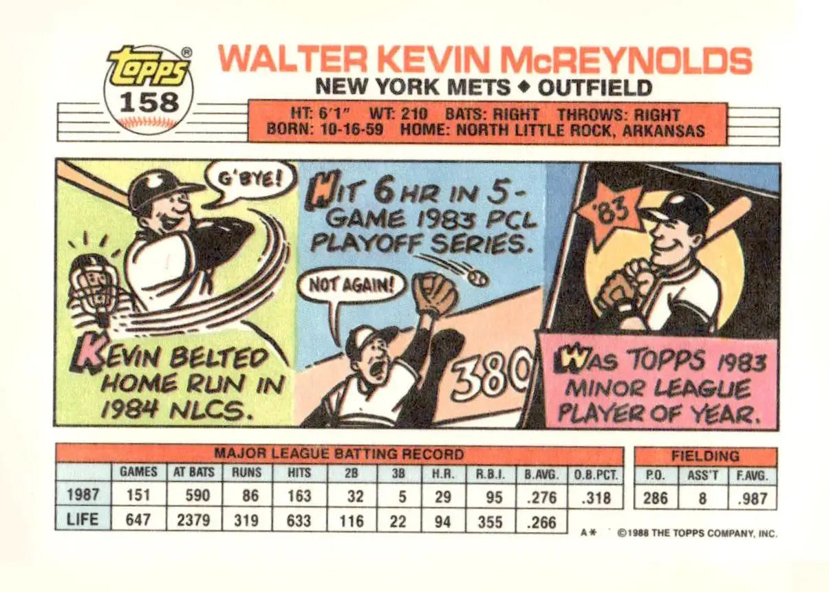 1988 Topps Big #158 Kevin McReynolds - Baseball Card Single