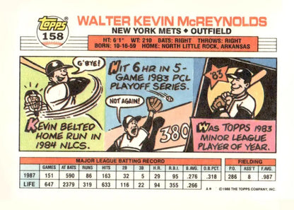 Baseball card of Kevin McReynolds from 1988 Topps Big York Mets collection